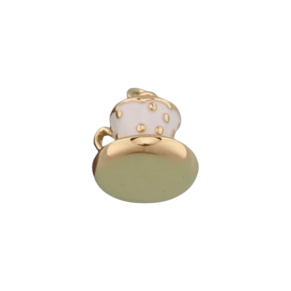 White Polka Dot Tea Cup Charm