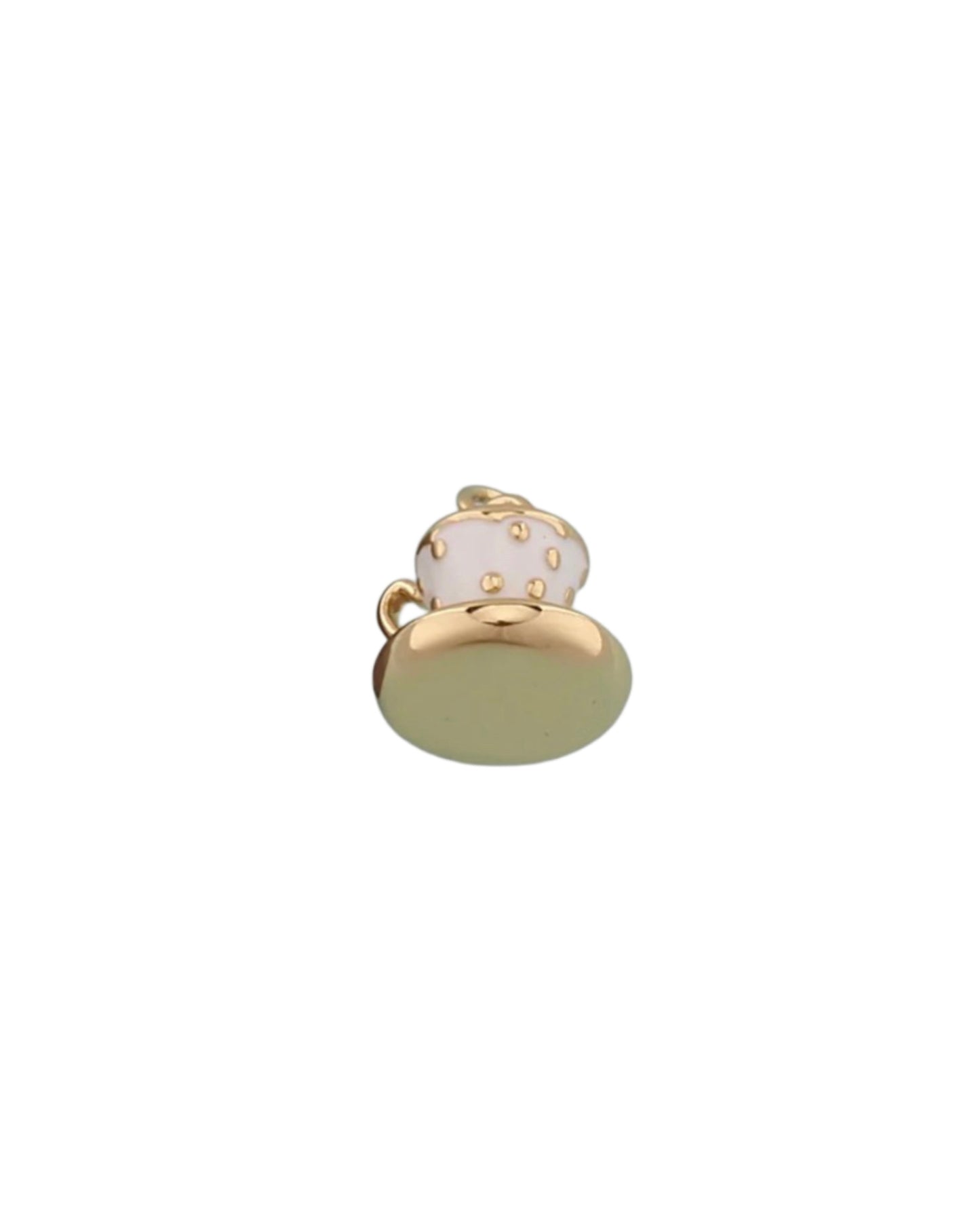 White Polka Dot Tea Cup Charm