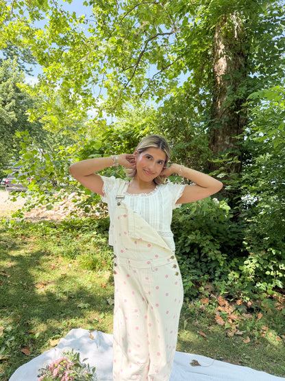 Pink Polka Dot Overalls