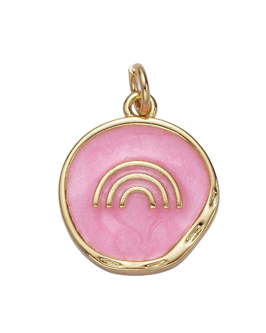 Pink Rainbow Circle Charm