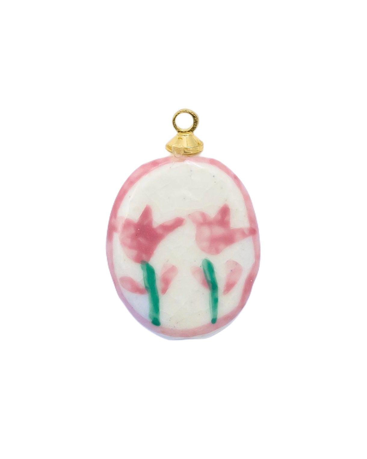 Oval Pink Ceramic Charm