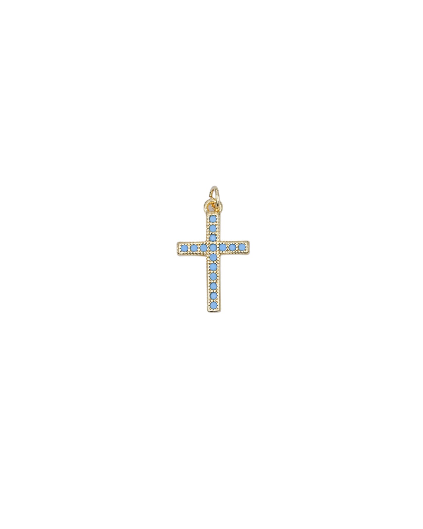 Tiny Blue Shine Cross Charm