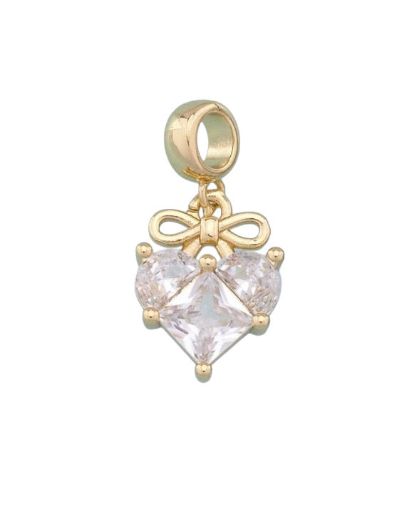 Crystal Bow Heart Charm