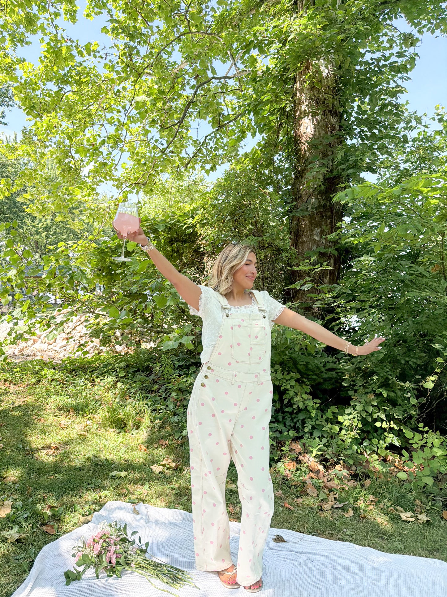 Pink Polka Dot Overalls