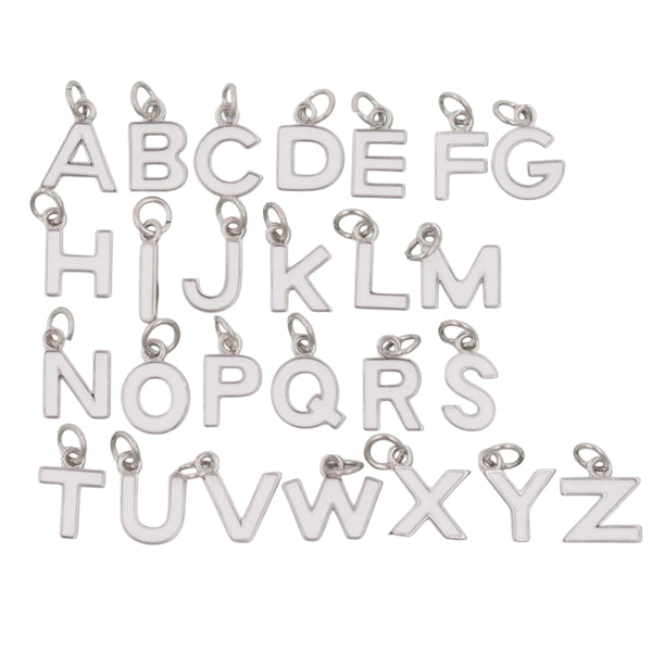 Silver and White Letter Charms