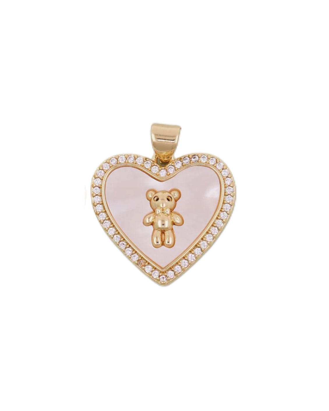 White Bear Heart Charm