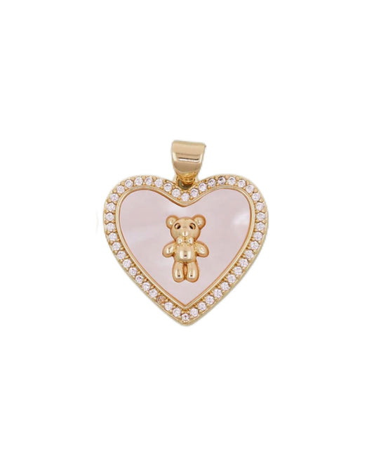 White Bear Heart Charm