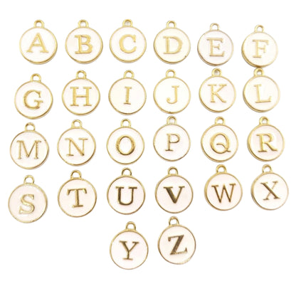 Small White Circle Letter Charms