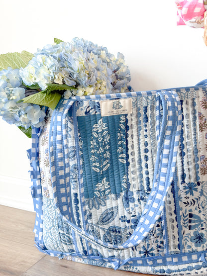 Coastal Blue Patchwork Tote