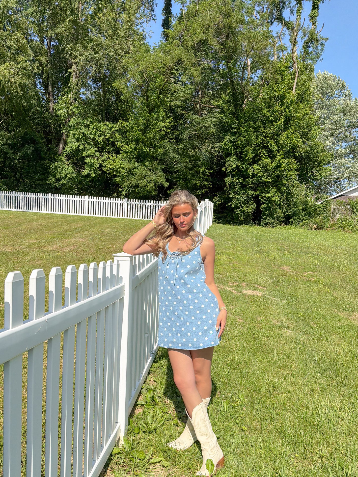 Americana Dot Denim Dress