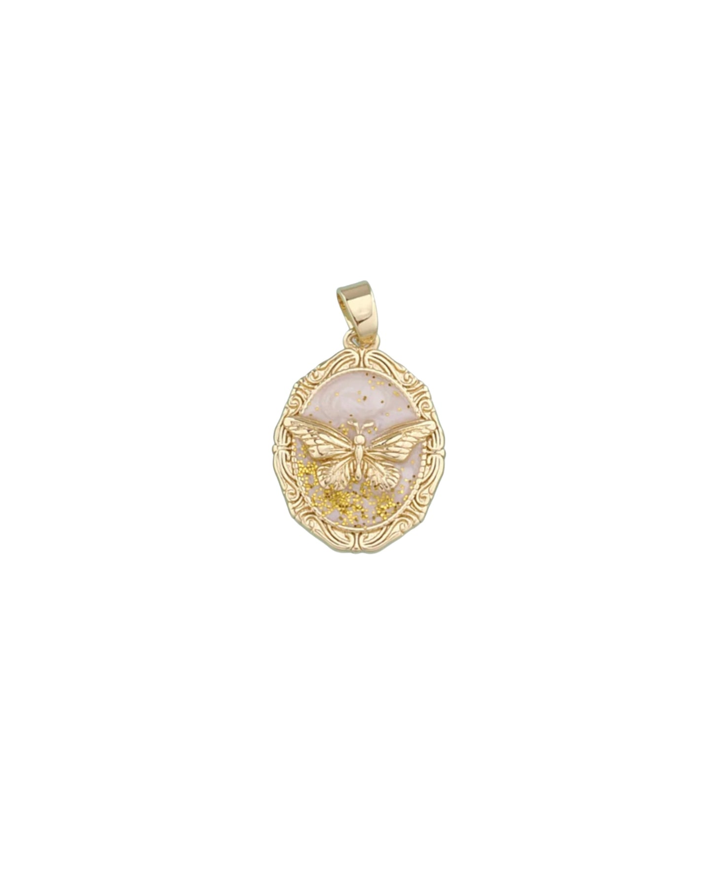 White Golden Butterfly Charm