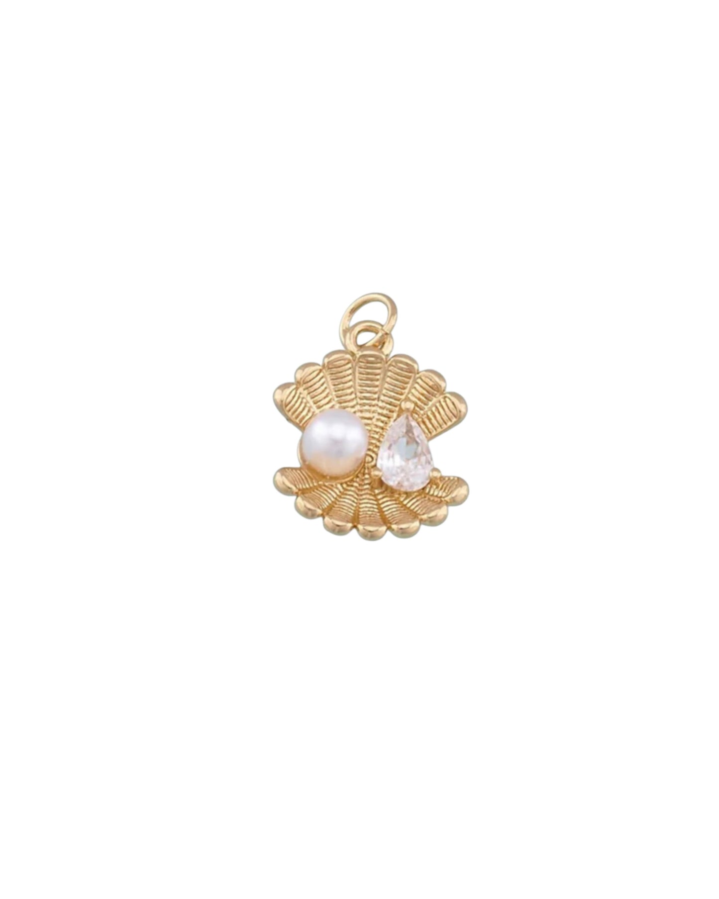 Pearl and Diamond Clam Shell Charm