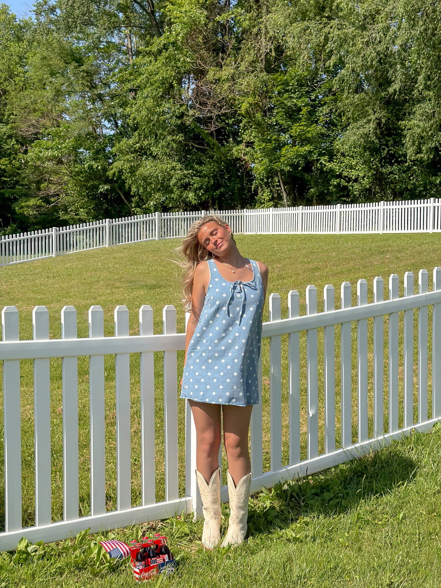 Americana Dot Denim Dress