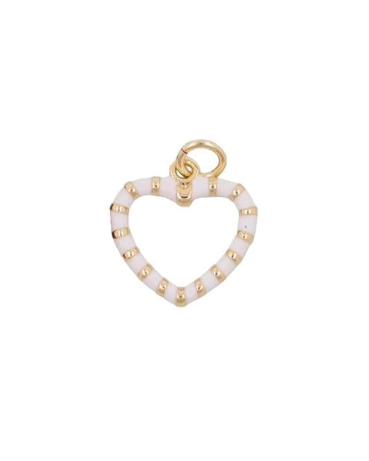 White and Gold Heart Charm