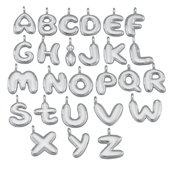 Silver Bubble Letter Charms