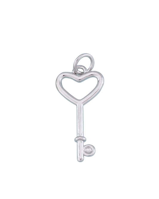 Silver Heart Key Charm