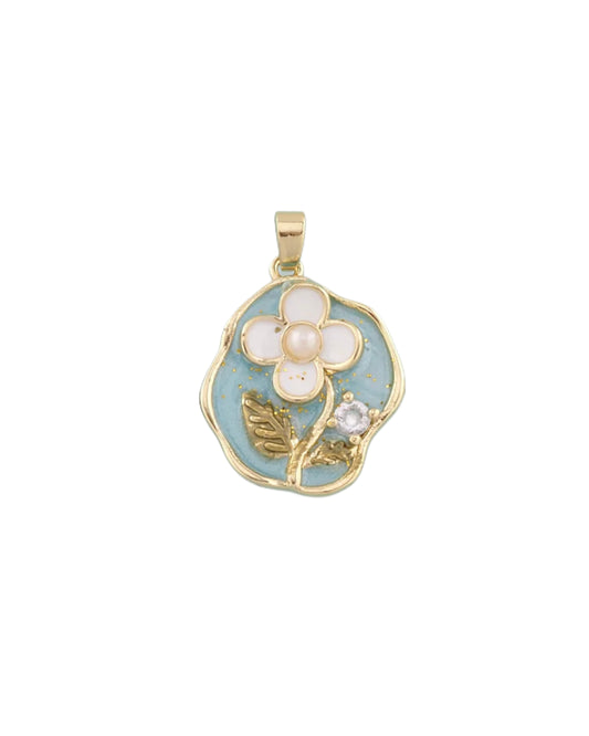 Blue Daisy Pearl Charm