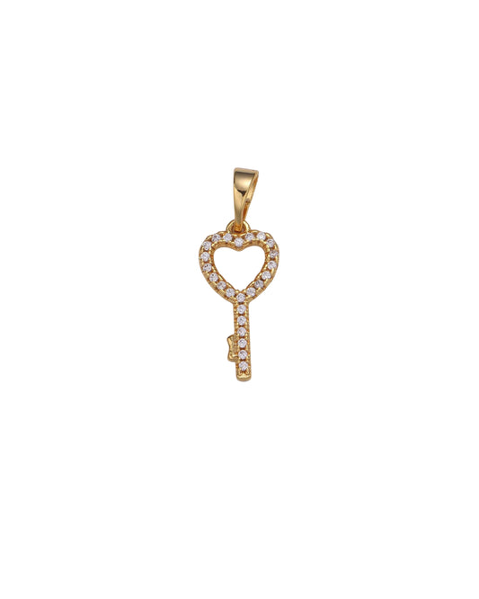 Tiny Shine Heart Key Charm