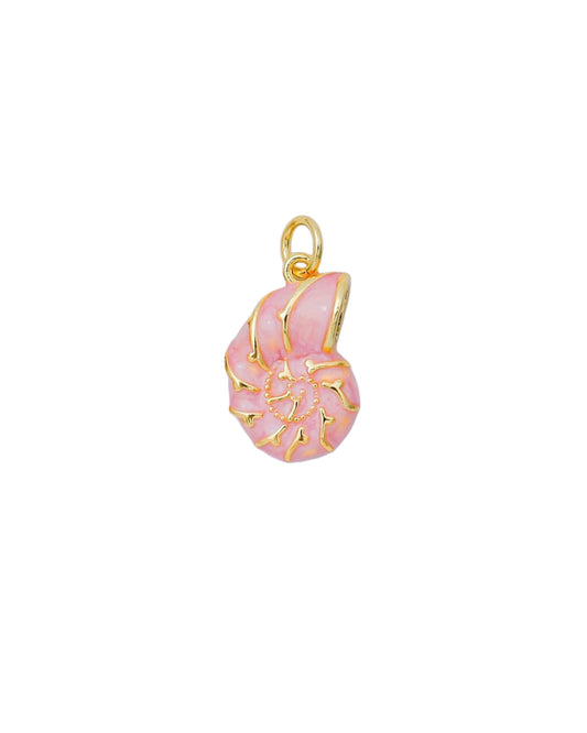Pink and Gold Swirl Shell Charm