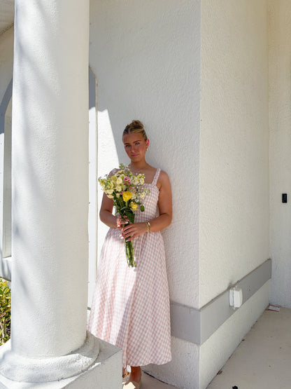 Darling Pink Gingham Midi Dress