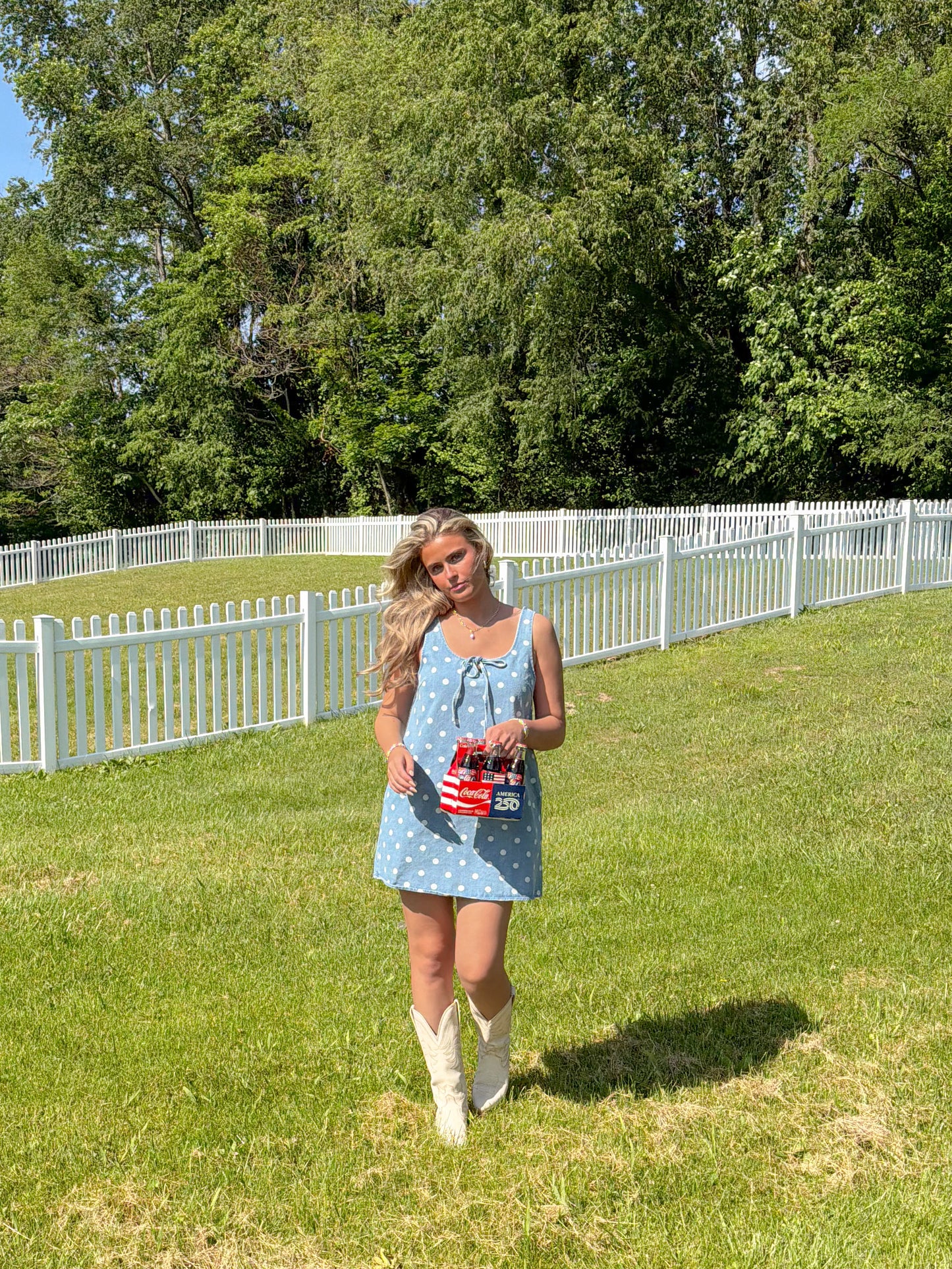 Americana Dot Denim Dress