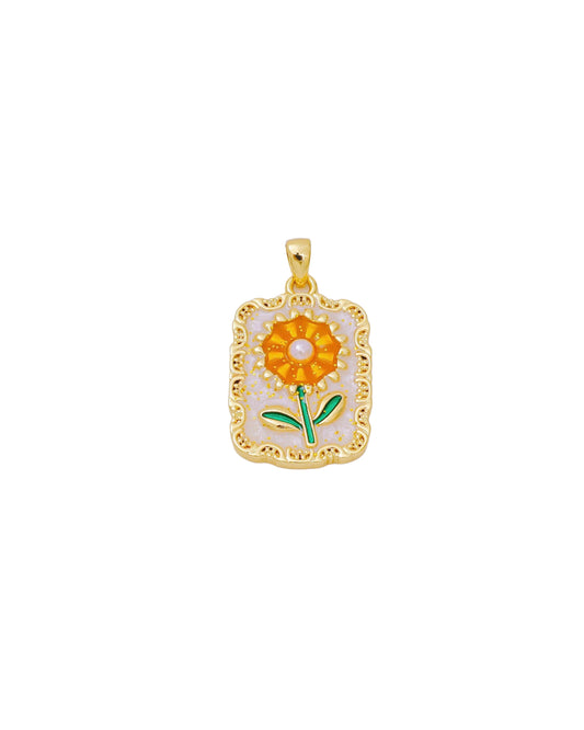 Golden Flower Frame Charm