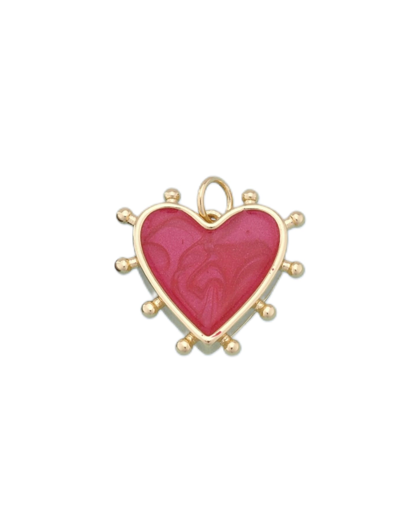 Gold Red Heart Charm