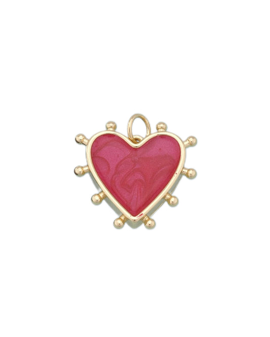 Gold Red Heart Charm