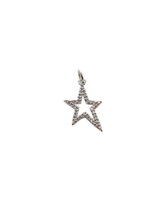 Silver Shine Open Star Charm
