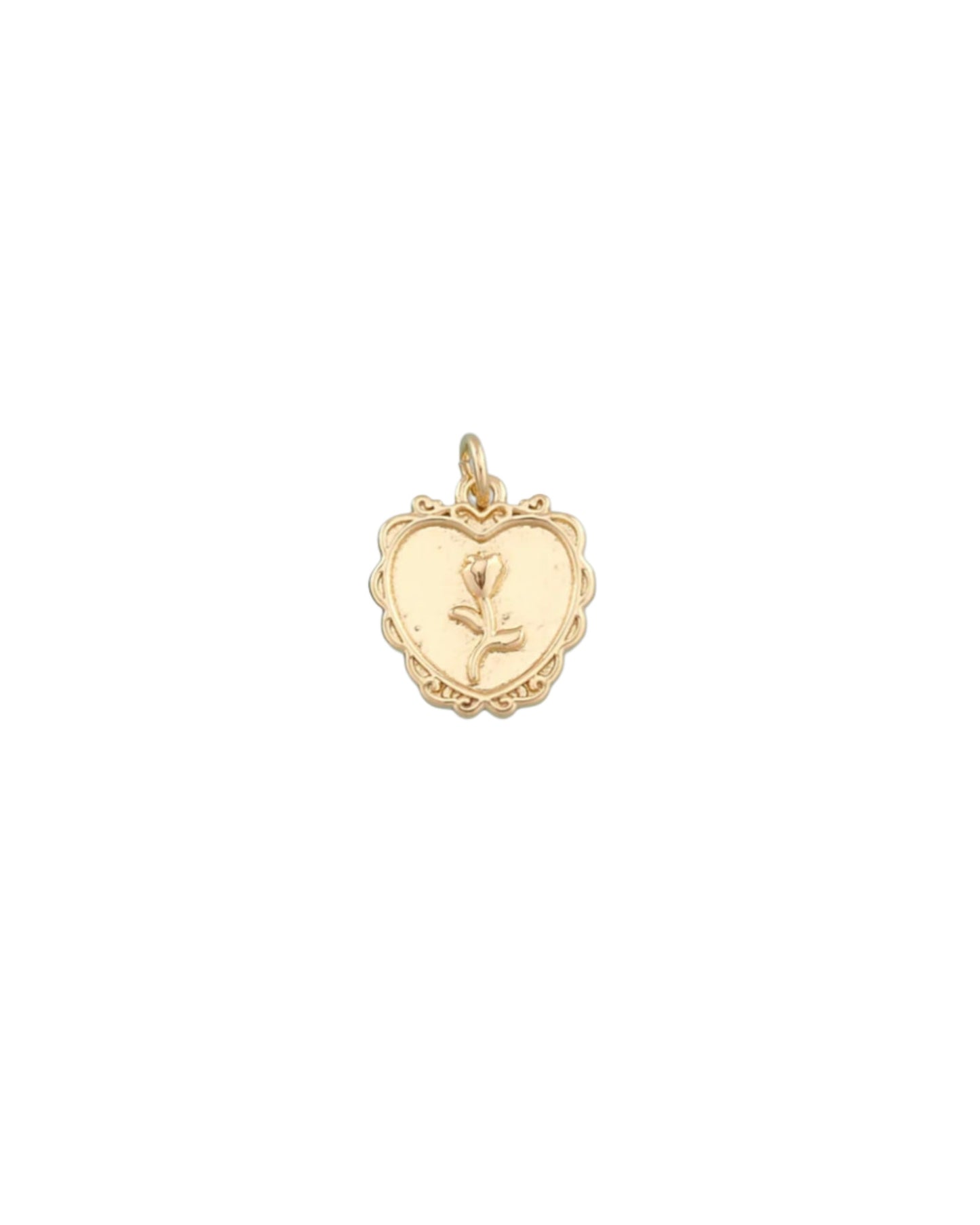 Vintage Rose Heart Charm