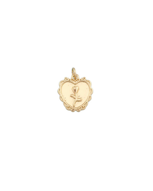 Vintage Rose Heart Charm
