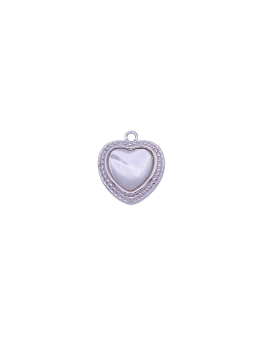 Silver Tiny Pearl Heart Charm