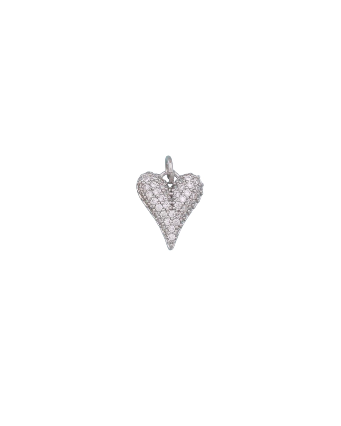 Silver Shine Drop Heart Charm