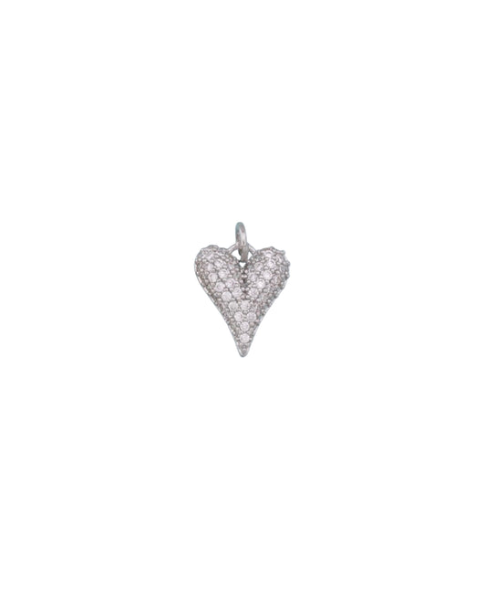 Silver Shine Drop Heart Charm