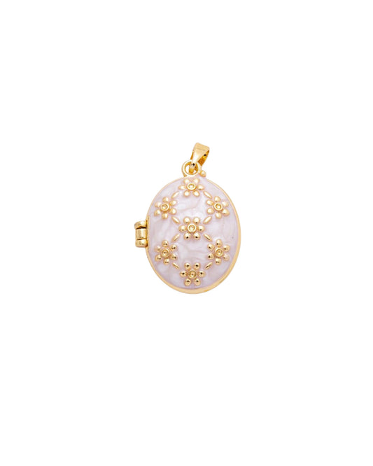 White and Gold Locket Charm