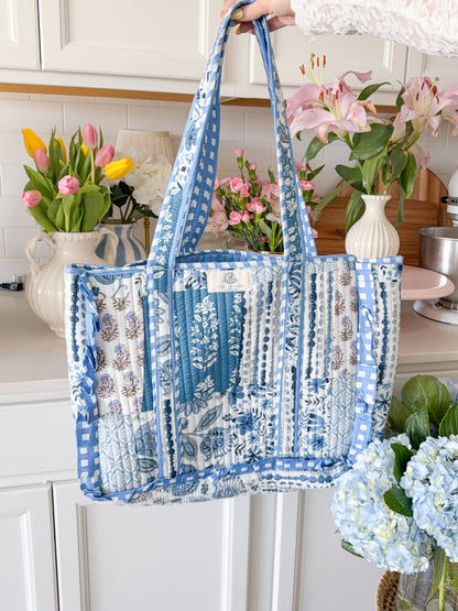 Coastal Blue Patchwork Tote