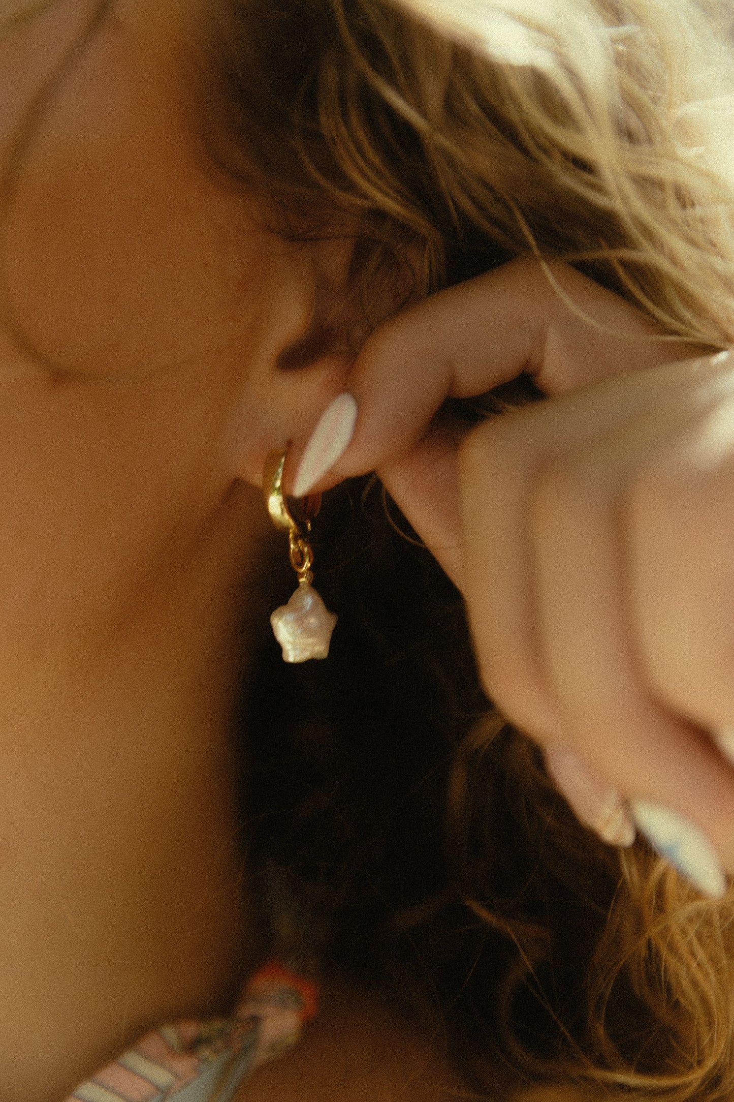 Pearly Star Hoop Earrings