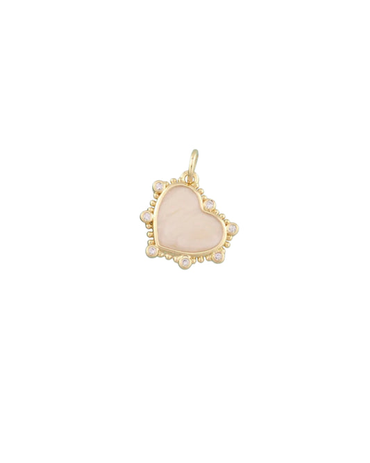 Golden White Heart Charm