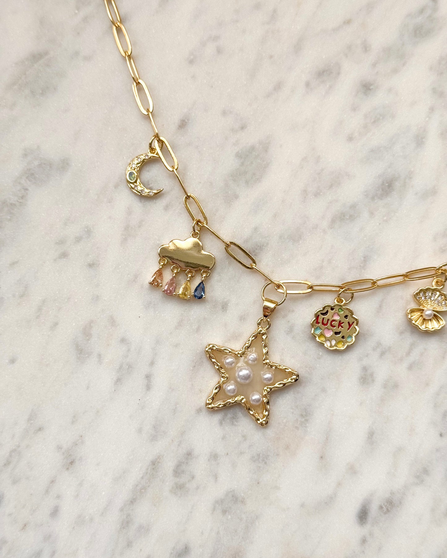 Clear Pearly Star Charm